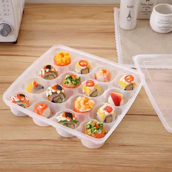 

2PCS Refrigerator Storage Tray 16 Grids Plastic Box Container Tray Crisper Holder for Steamed Bun Pastries Sushi Kitchen Storage