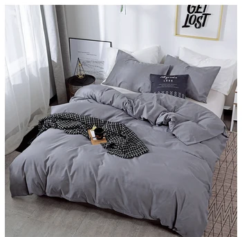 

Luxury Quilt Cover 100% Polyester Bedding Set Bedclothes Solid Color Bed Linens Duvet Cover Set for King Queen Full Twin Bed