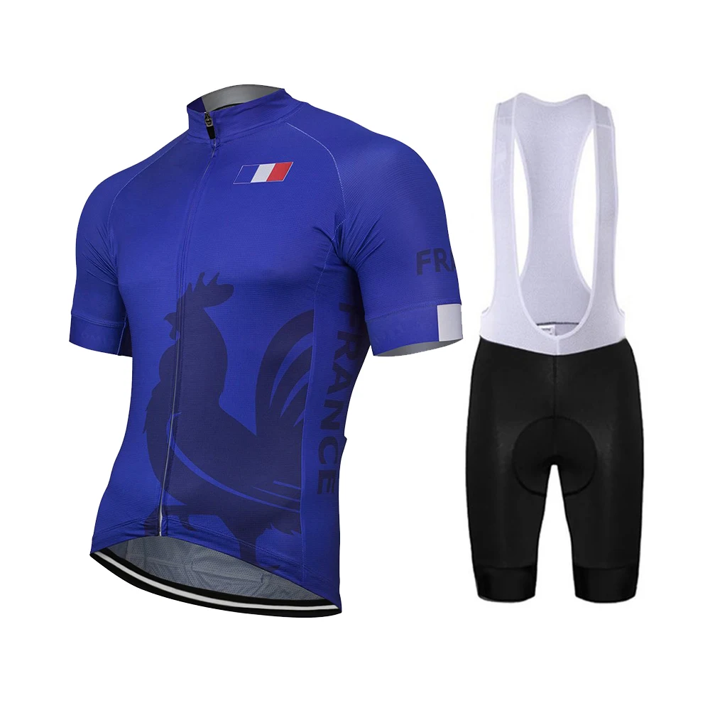 

France 2022 Summer Cycling Jersey Set Bike Road Mountain Race Blue Tops Bicycle Wear Racing Clothing 9D Gel Breathable Ciclismo