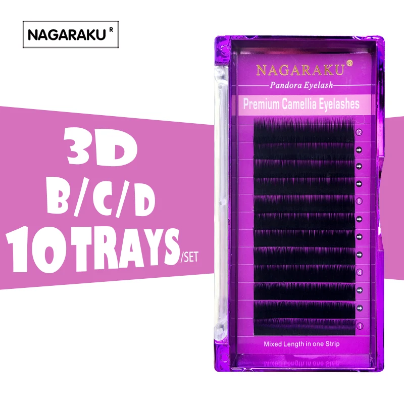 NAGARAKU 10 чехлов/партия Камелия ресниц 3D-6D 0 07 объем наращивания Смешанная Длина в