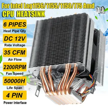 

6 Pipes Cooler for Computer Processor Fan CPU Heatsink Processor for Lag1156 / 1155/1150/775 Intel Amd