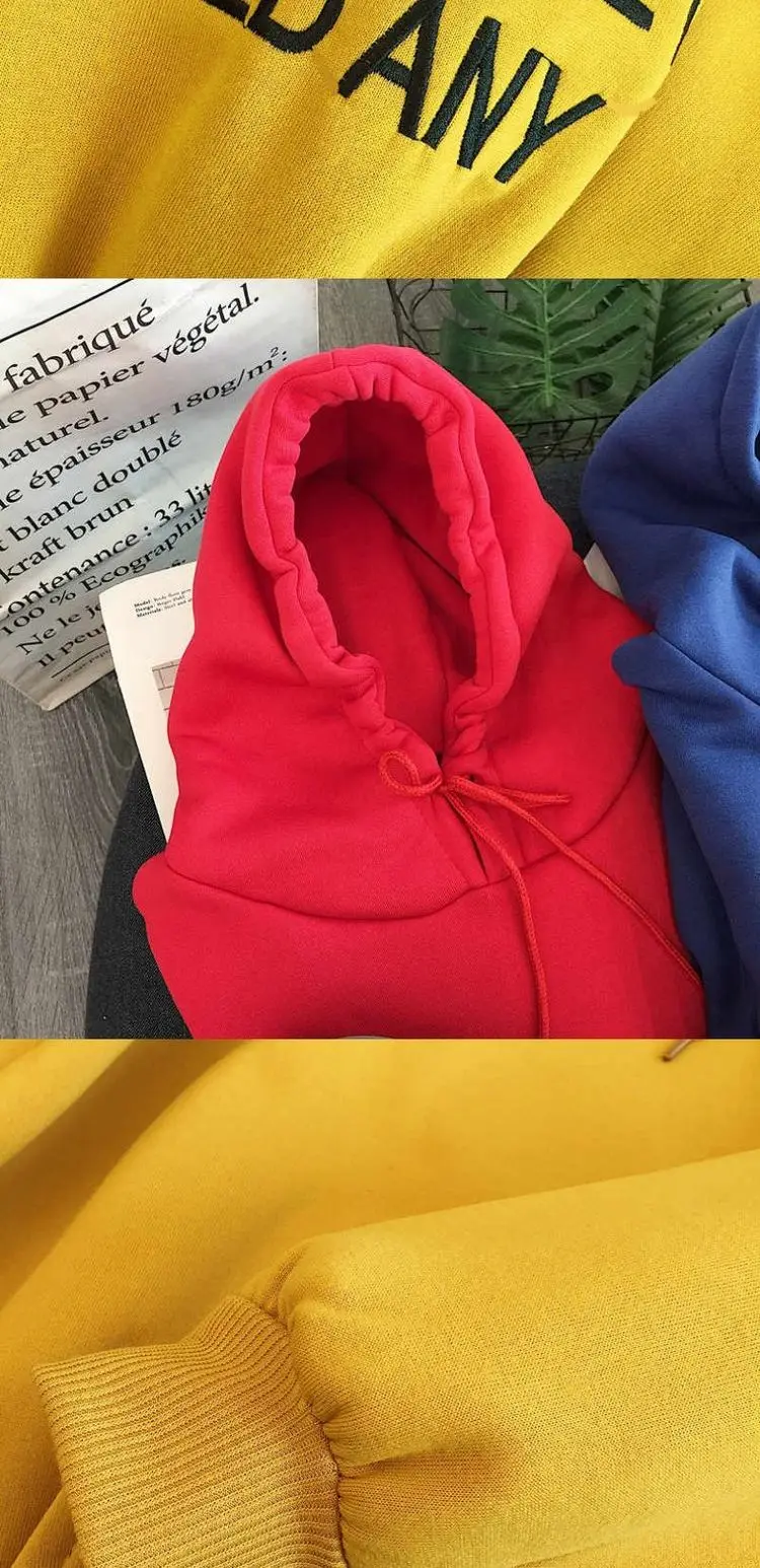 Aulead Модные осенние теплые толстовки для женщин Кофты корейский Ulzzang Harajuku свободный карман с длинным рукавом бархатная Толстовка 50cs