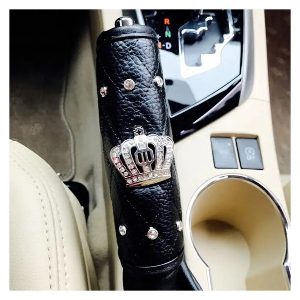Bling Car Gear Shift Cover стразы искусственная кожа Корона Декор Автомобильные аксессуары