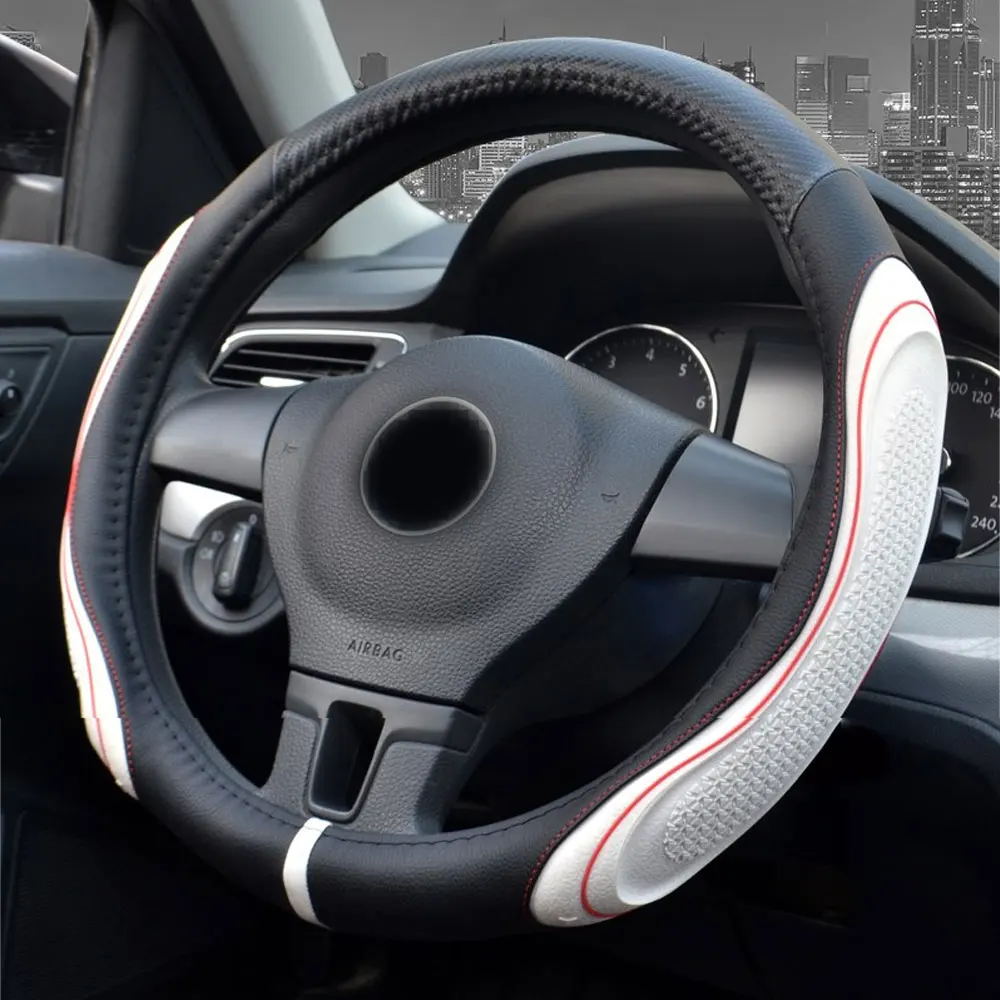 Белый DSYCAR 1 шт. авто чехол рулевого колеса автомобиля, микрофибра кожа D форма дышащий Противоскользящий без запаха подходит 38 см автомобильные аксессуары - Название цвета: Белый