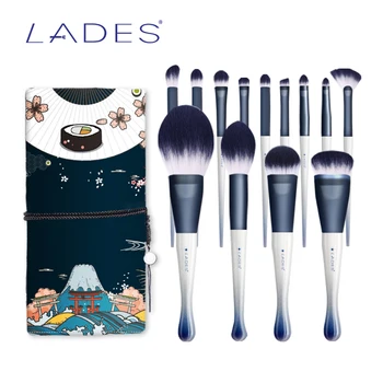 

LADES 13PCS Makeup Brushes Set Blusher Powder Eyeshadow Blending Brush Gradient Wood Handle Beauty Women Make up Tools with Case