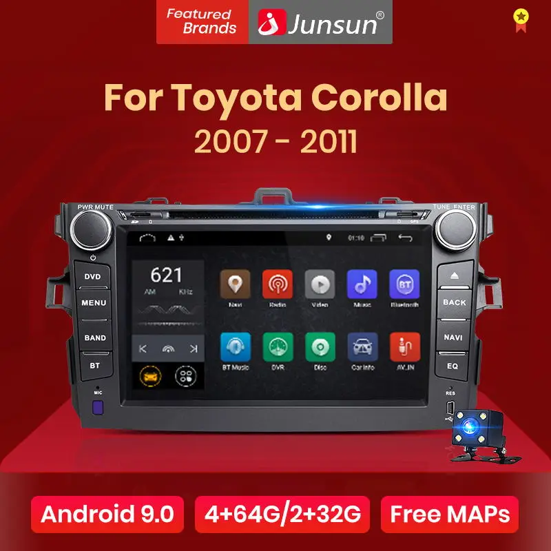Junsun 2G + 32G Android 9 0 для Toyota Corolla 2007 2008 2009 2010 2011 Автомобильный Радио Мультимедиа Видео