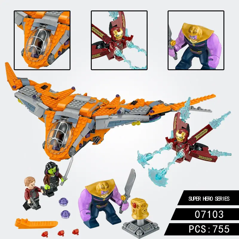 

Thanos Ultimate Battle For Legoing aircraft Avengers Infinity Wars Iron Man Character Building Block Bricks Toy Kid Gift Friends