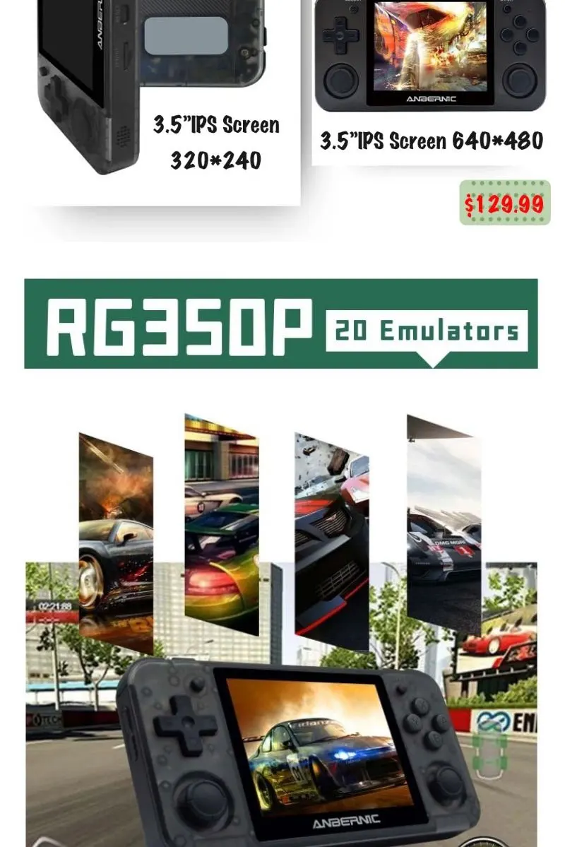 ANBERNIC RG350P Game Console 3.5 IPS Screen 2500 Retro Games PS1 HDMI-compatible Mini Pocket Handheld Game Player Boy Xmas Gift