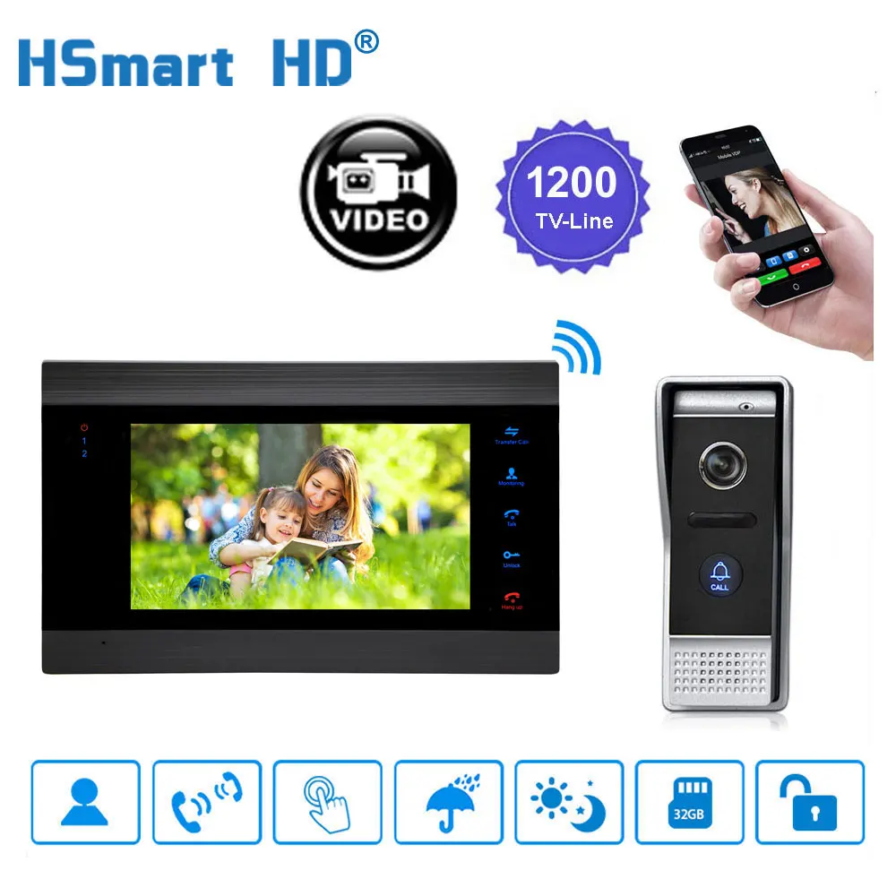 HD 720P " беспроводной WiFi lcd видео домофон 1200TVL IP65 уличная камера видео домофон система обнаружения движения умный дверной Звонок - Цвет: HD-706WB-P03