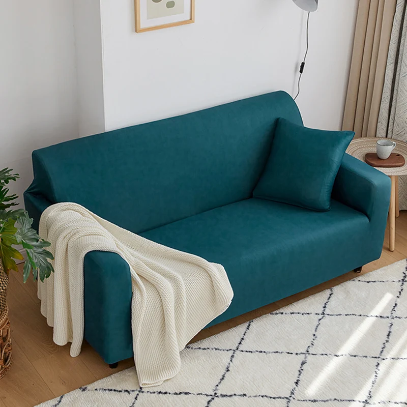 Sofa Cover Solid Color Elastic Spandex Modern Polyester Corner Sofa Couch Slipcover Chair Protector Living Room
