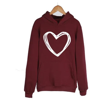 

Love Heart Women Hoodies Autumn Fleece Hooded Sweatshirt Aesthetic Long Sleeve Pullover Hoody Top Winter Outerwear Dropshipping