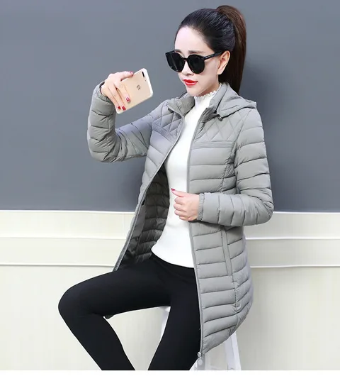 Хлопковая стеганая одежда, Женская куртка средней длины с хлопковой подкладкой, Зимний стиль, корейский стиль, большой размер, приталенный пуховик