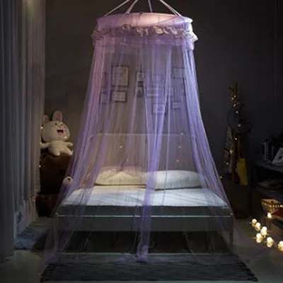 Принцесса Стиль dreamy потолок установка купол полиэстер напольные сетки 1.2m1.5m1.8m рисовая кровать Универсальный - Цвет: Фиолетовый