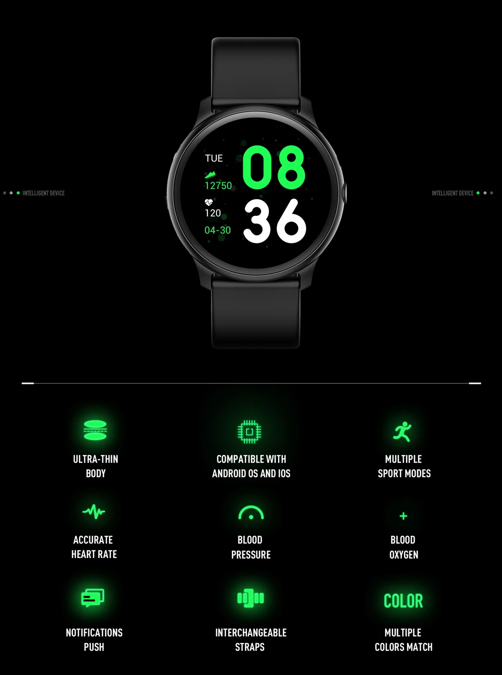 Смарт-часы IP68 Водонепроницаемые носимые устройства умные фитнес-трекер спортивные Смарт-часы для мужчин, женщин и детей для Android IOS
