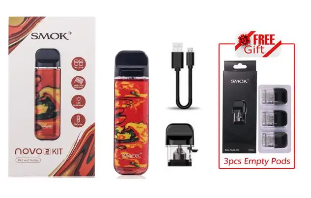 Набор SMOK Novo, стартер для свежих паров, электронная сигарета, вейп ручка с 450 мАч, встроенный аккумулятор, 2 мл, стручки VS Nord Fit W01 - Цвет: NOVO 2 Resin Red
