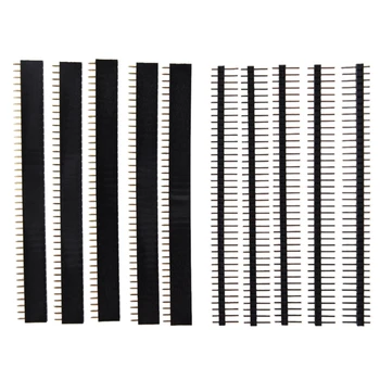 

5 PCS Pack 40 Pin 2.54mm Single Row Straight Male + Female Pin Header Strip black