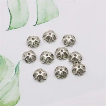 

10PCS Alloy Flower Spacers Hardware Fittings Accessory Silver-plate DIY Loose Beads Necklace Bracelet Hand Made Women Jewelry