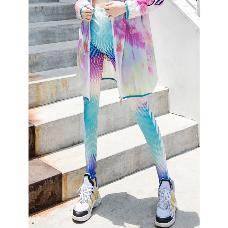 

2021 New Women Fashion Skinny Blue Patchwork Printing Office Lady High Elastic Waist Pencil Pants Spring And Autumn X391