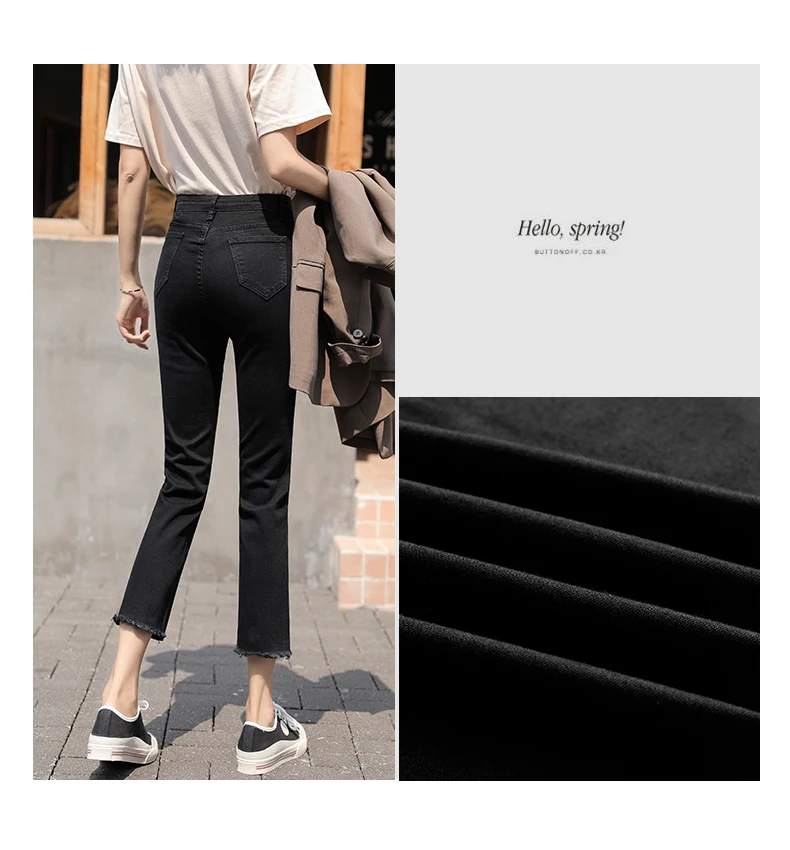 Ripped Jeans Women Ankle Length Capri Pants High Stretch Denim Blue Black Grey Trousers Femme Pantalon Big Sizes 32 Mom Jeans