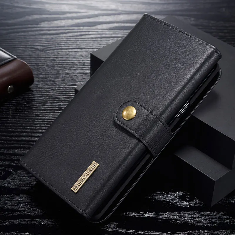 DG. Ming для samsung Note 9 8 Note10 Чехол кошелек Складной магнитный чехол из натуральной кожи чехол для samsung Galaxy S8 S9 S10 Plus S10E - Цвет: Черный