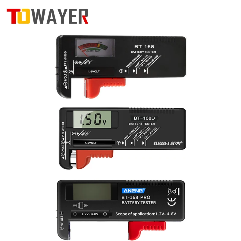 BT-168 PRO baterie Tester cyfrowy pojemność uniwersalny przycisk do Lithum 9V 3.7V 1.5V baterie komórkowe Tester Checker BT168 moc