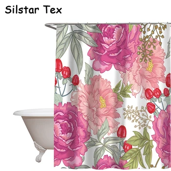 

Silstar Tex Colorful Garden Rose Shower Curtain Polyester Waterproof Partition Curtains Household Bathroom Decorative
