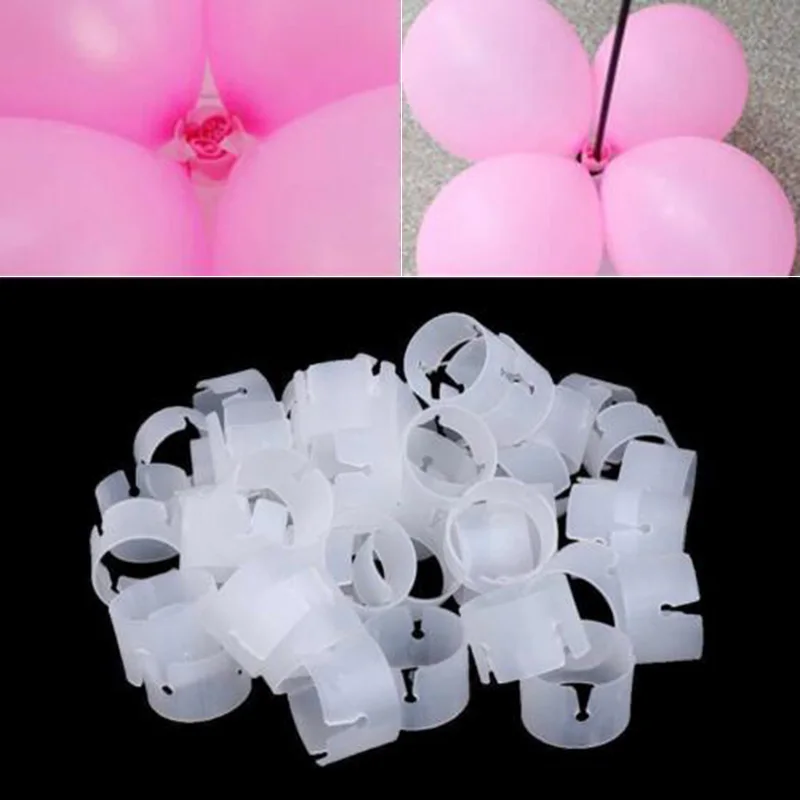  100 Pc Balloon Arch Stand Connectors Clips Ring Buckle Wedding Birthday Tool Kit