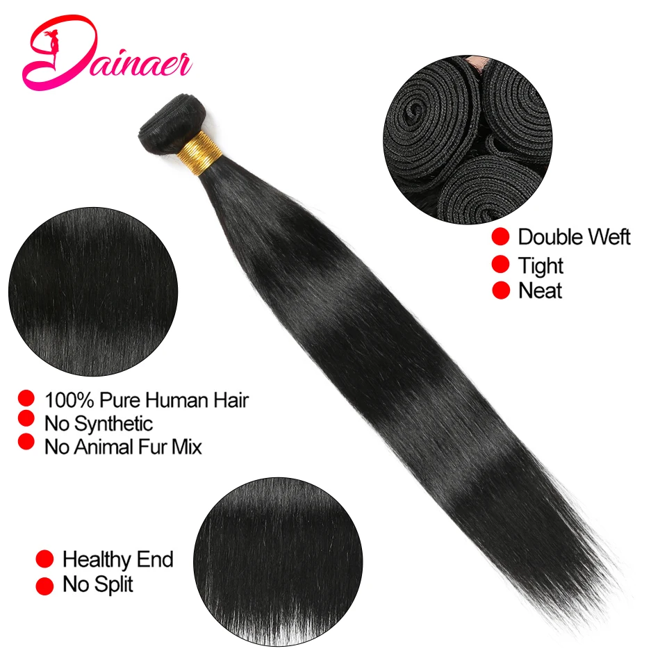 Human Hair Bundles Straight Hair Bundles 8-30inch Virgin Brazilian Weave 1/3/4PS 100% Natural Extensions