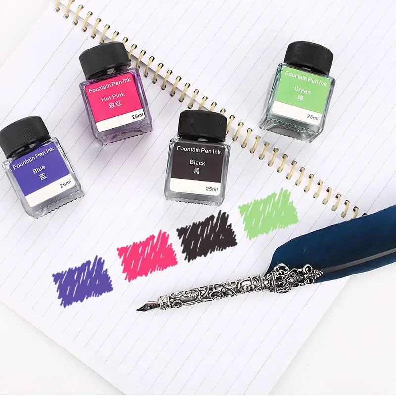 

Non-Carbon Ink 10 Colorful Ink Fountain Pen Ink Glass 25ml Graffiti Writing Stationery Creative School Supplies Drawing