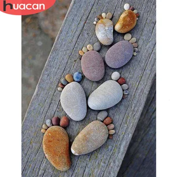 

HUACAN 5D Diamond Painting Full Square Stone Footprint Diamond Embroidery Cross Stitch Rhinestones Decor Art