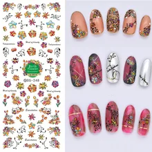 Платье в цветочек с рисунком! Лак для ногтей, наклейки переводятся при помощи воды украшения наклейти для дизайна ногтей советы Красота