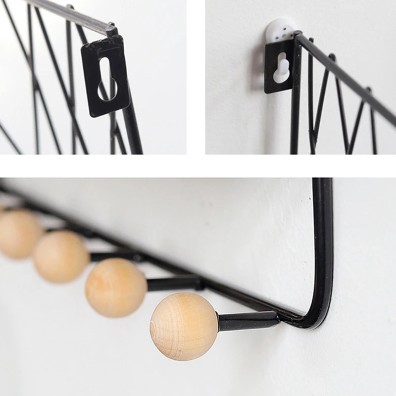 2Pcs Creative Simple Nordic Wrought Iron Grid Wall Shelf Ornaments Home Wall Hook Wall Mounted Storage Rack Decoration Housekeep