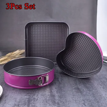 

3Pc/Set Square Round Heart Shape Cake Tins Non Stick Baking Bake Trays Pan Carbon Steel Heat Resistance For Oven Pressure Cooker