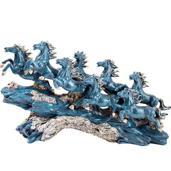 

MODERN LUCKY FENG SHUI EIGHT HORSE RESIN ORNAMENTS CRAFTS HOME LIVINGROOM FIGURINES DECORATION TV CABINET DESKTOP ACCESSORIES