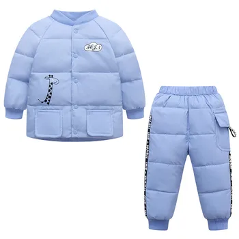 

Children Clothes Set Winter Soild Color Kids Snow Overalls Long Sleeve Cartoon Kids Boys Suits ( Jacket+pant ) 2pcs New Arrival