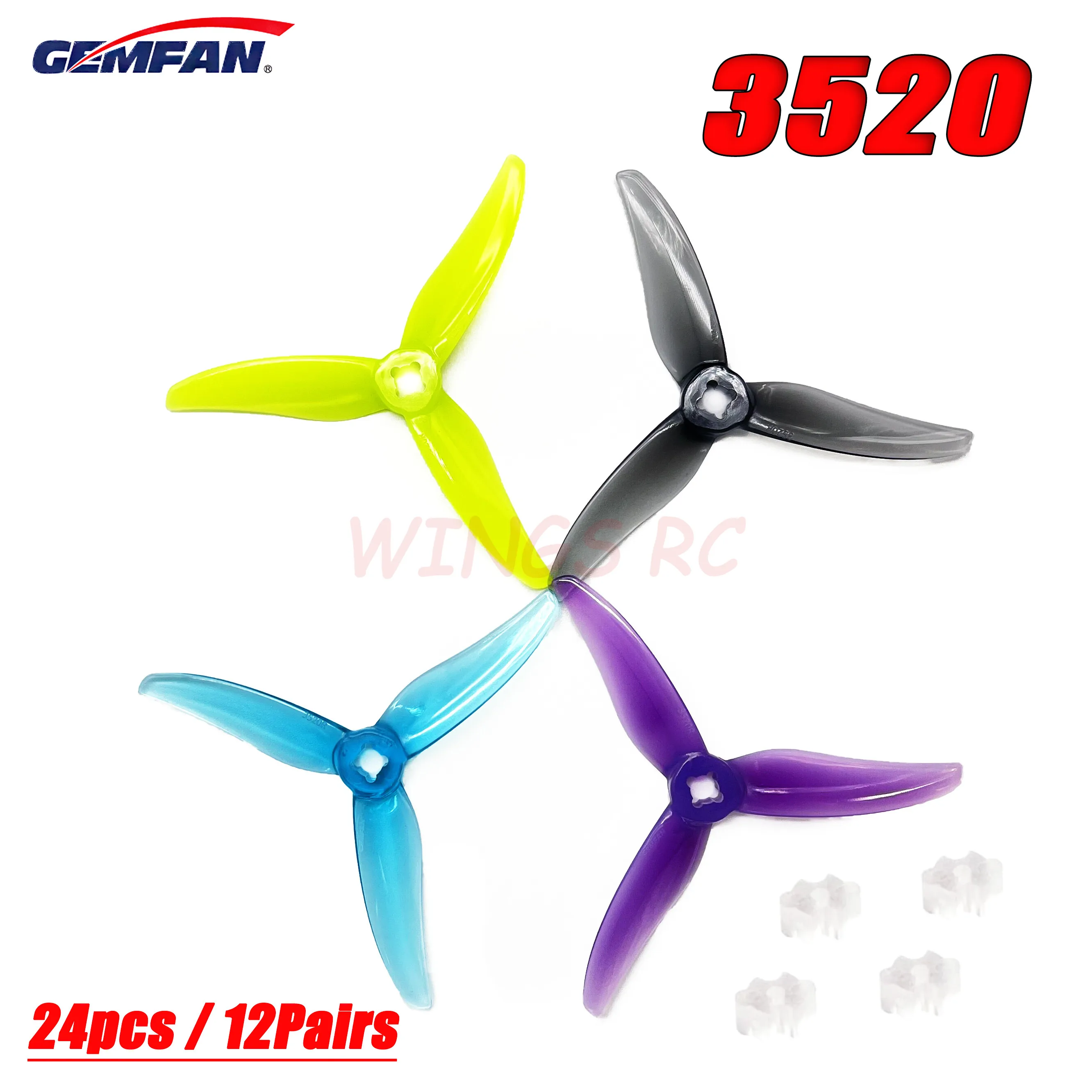 Gemfan Hurricane 3520 3.5" Props – Clear Blue (2 Pairs