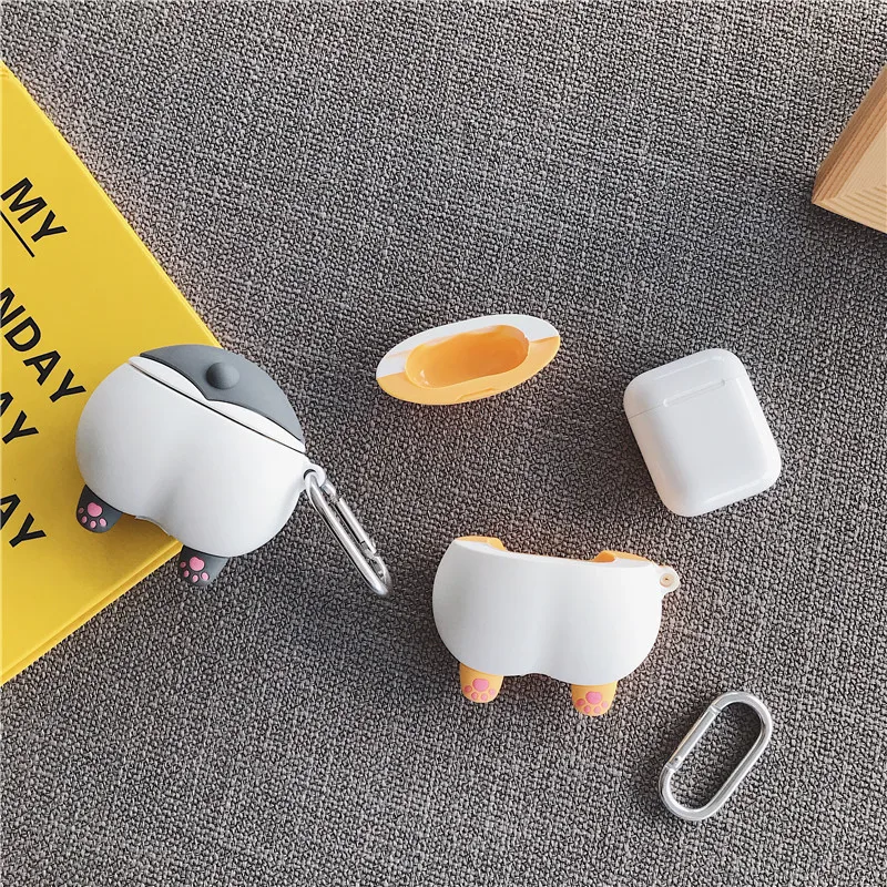 Gorgi Ass брелок Airpods беспроводные наушники силиконовый чехол для Apple Airpods 2 милые животные собака защитный чехол с крюком