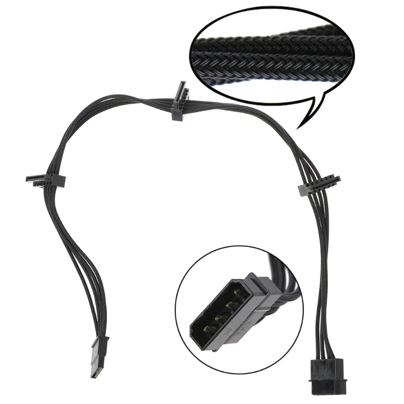 1 шт. ATX 4Pin 4P IDE Molex до 4 SATA Serial ATA Кабель питания Шнур 18AWG провода