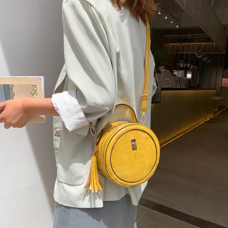 

New Arrival Small round Bag 2019 New Style Fashion Korean-style WOMEN'S Bag Shoulder Bag Crocodile Pattern Shoulder Bag/ Hand Ba