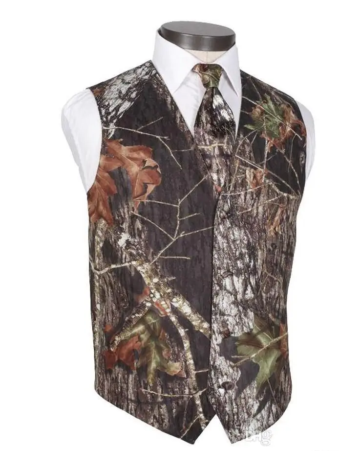 Cheap Real Tree Camo Groom Vest True Timber Camo Formal Mens Vest Groomsmen Cheap Camouflage Wedding Plus Size