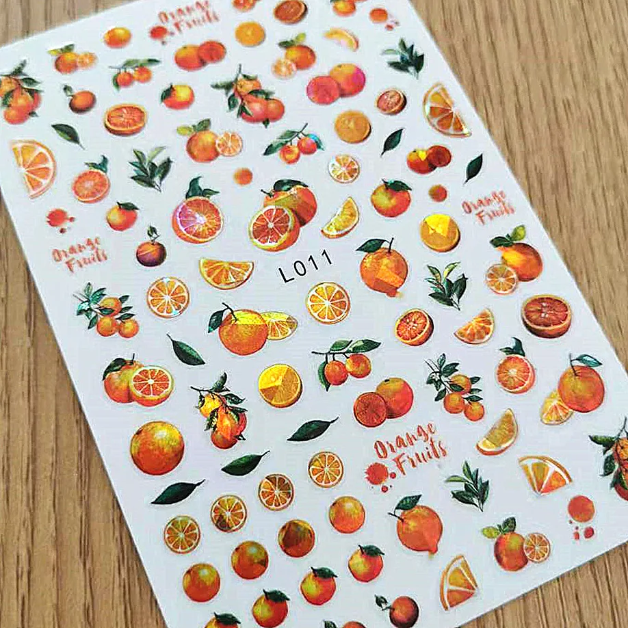 

Newest 3D Laser Orange Design 3D Self Adhesive Decal Slider DIY Decoration Tools Nail Stickers L011