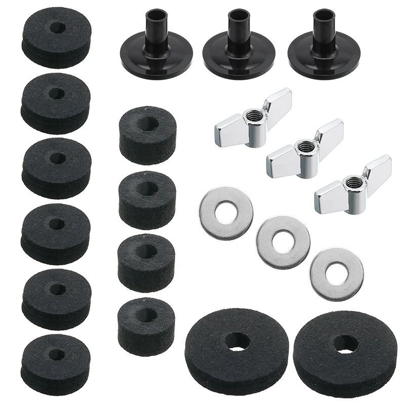 

21pcs Pads Percussion Accessories Wing Nut Sleeves Replacement Instruments Drum Professional Musical Cymbal Felts Set