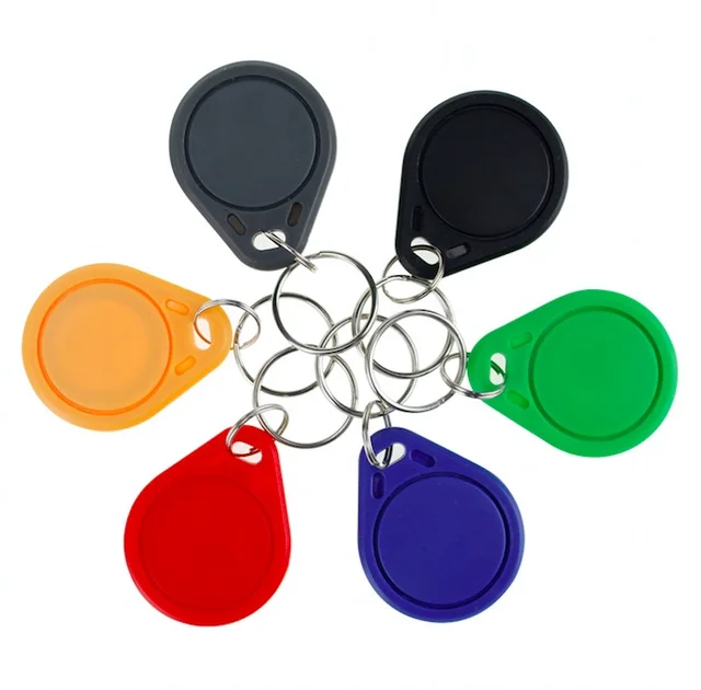 10Pcs RFID Keytags Mifare 13.56MHz 14443A M1 S50 Small Smart IC Key Ring Tag Keyfob Token Nfc Access Control Keycard Mix