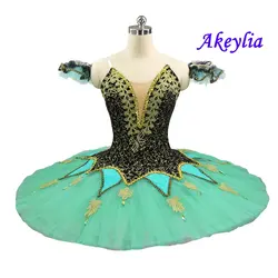 Зеленое балетное платье-пачка принцессы, блинная балетная пачка, Профессиональный Балетный сценический костюм для детей и взрослых