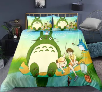 

Cartoon Anime Totoro Bedding Set Bedroom Decor Kids Gift Hypoallergenic Quilt Cover 1PC Duvet Cover with Pillowcase Dropship