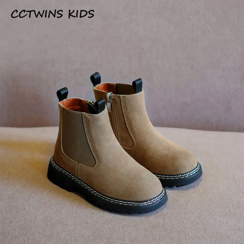 Thin Khaki CCTWINS/детская обувь; коллекция года; зимняя модная теплая обувь для малышей; брендовые замшевые ботинки для маленьких девочек; Детские Черные ботильоны; FB1764 - Цвет: Thin Khaki