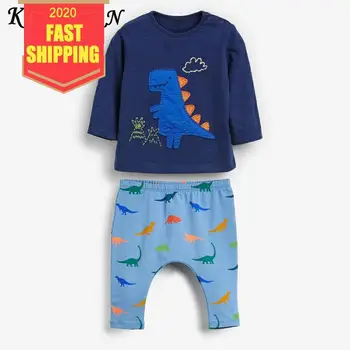 

Keelorn 0-24 Months Baby Boys Clothes Set Dinosaur Print Tshirt Boys White Striped Pants Leggings Baby Boys Clothing Newborn Set