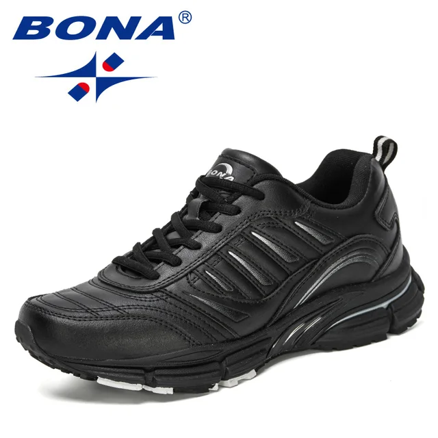 BONA 2021 New Designers Popular Sneakers Comfortable Solf Outdoor Shoes Man Leisure Shoes Men Zapatillas Hombre Casual Footwear Black silver gray