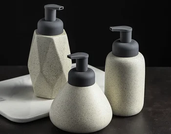 

Ceramic Emulsion Bottle Hand Sanitizer Shampoo Storage Bottle Shower Gel Bottle Portable Pressing Liquid Soap Dispenser LF869