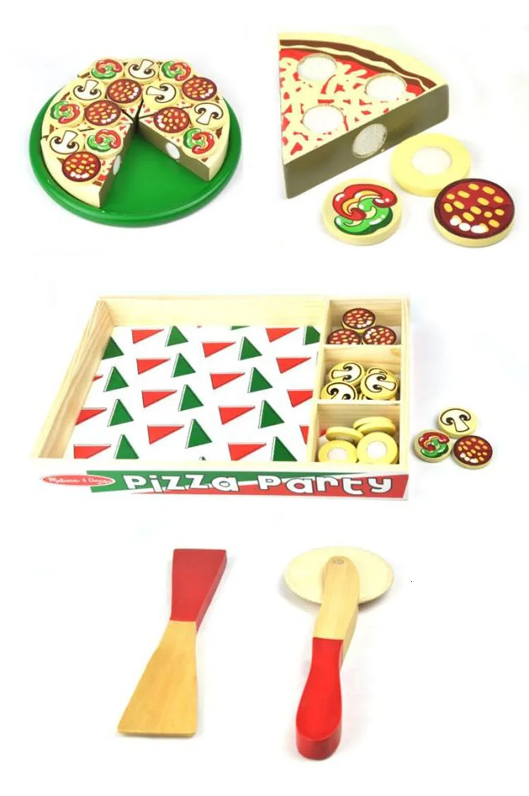 Моделирование деревянные игрушки пицца резки торты ролевые игры игрушки кухня образование продукты Классическая игра Монтессори